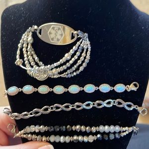Lauren’s hope medical ID bracelets. Opal, silver, druzy, beaded, silver.